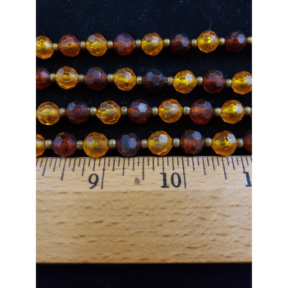 Vintage Unsigned 56" Long Strand Brown, Orange Gold Tone Plastic Bead Necklace - Picture 5 of 8
